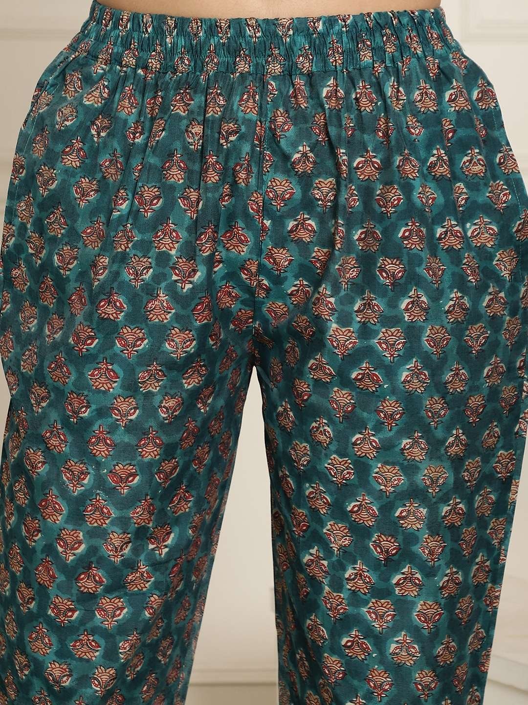 Women's Pure Cotton Printed Collared Top and Pant Co-ord Set - Image 7