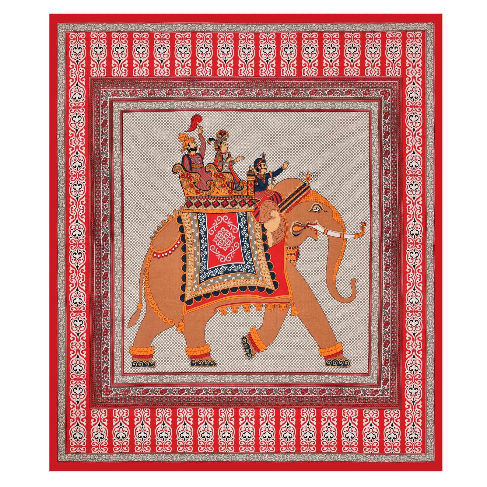 Rajasthani Traditionally Printed Cotton Doublebed Bedsheet With Pack of 2 Pillow Covers - Image 3